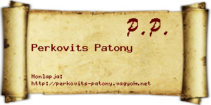 Perkovits Patony névjegykártya